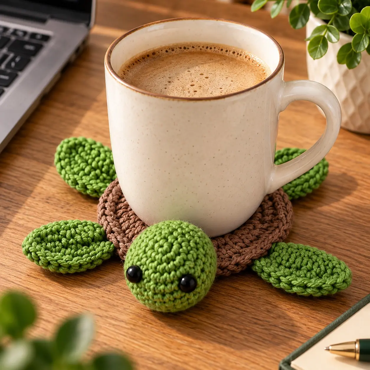 Cute Animal Design Tea Coaster, 1 Count Handmade Crochet Insulated Table Protector, Summer for Gift Decorative Coaster