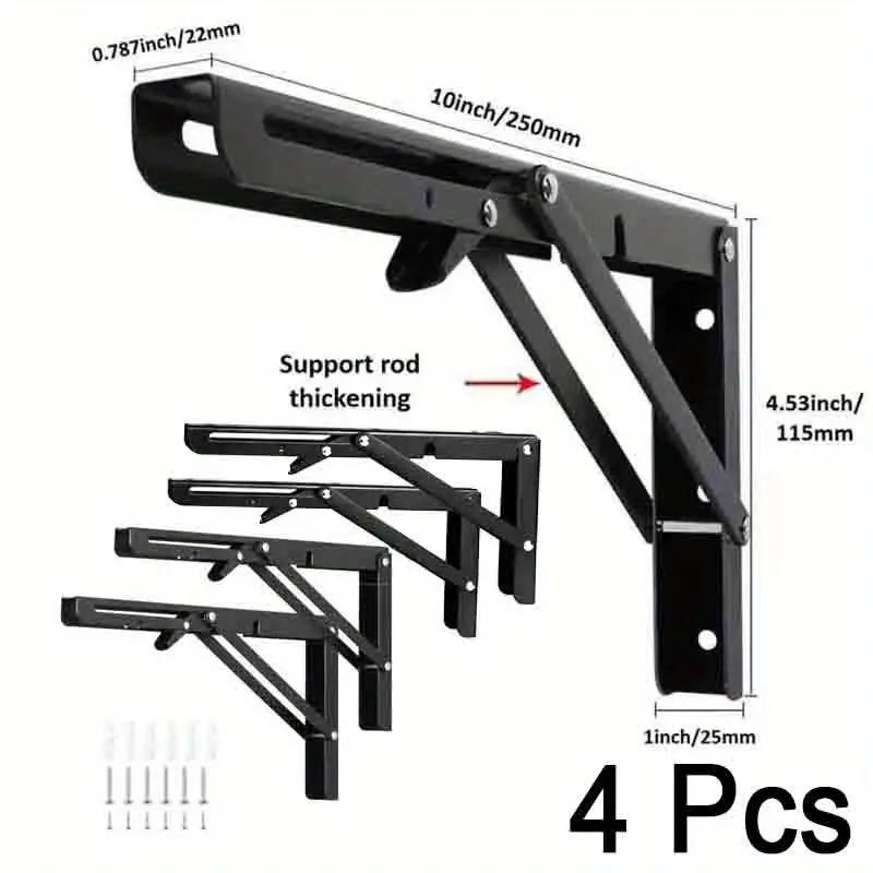 Folding Shelf Bracket, Triangular Wall-Mounted Design, Desktop L-Shaped Table Hinge with Screws Included