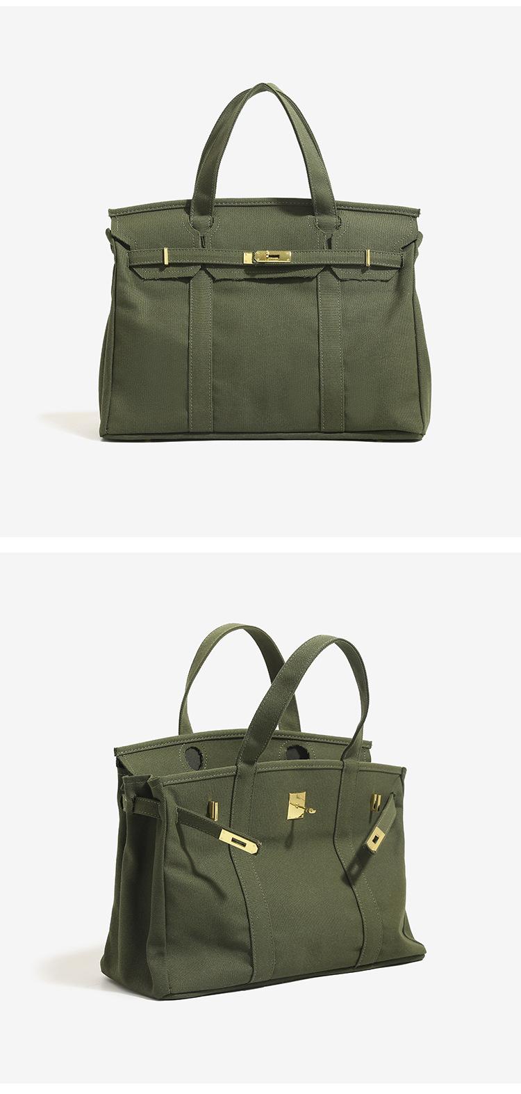 40L large capacity canvas bag with high-end and niche design, contrasting color handbag, versatile bag for vacation, travel, commuting, and more