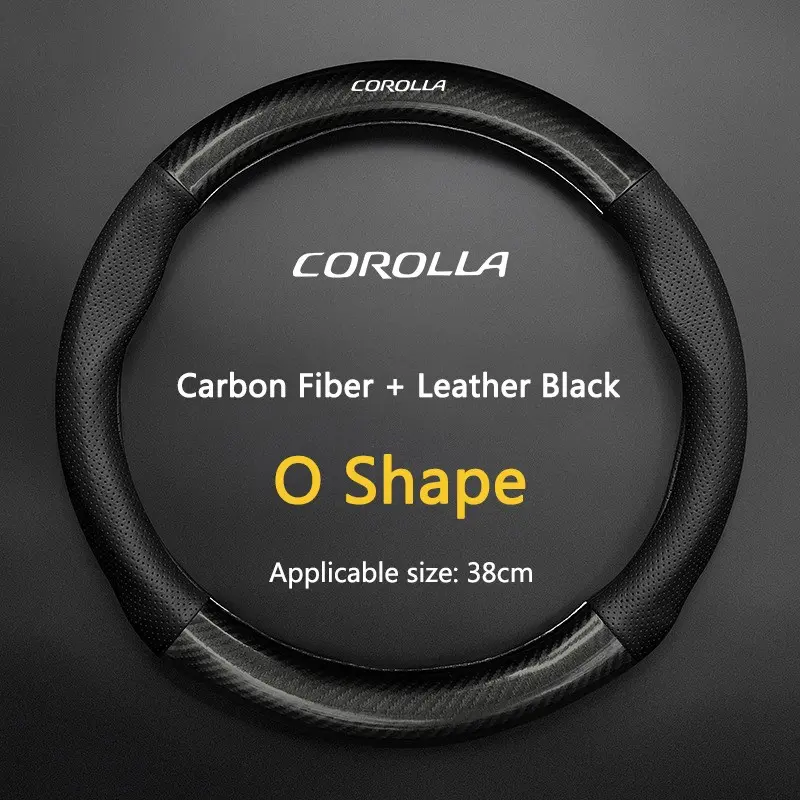 38CM Car Steering Wheel Cover, Carbon Fiber Leather, Anti-Slip, Timple Design, Fashionable, for Toyota Corolla, Auto Accessories
