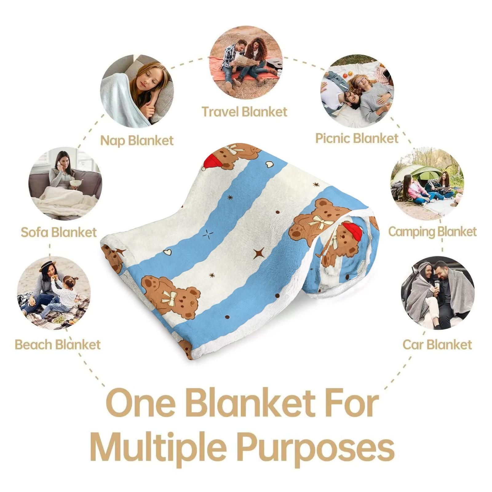 Cartoon Teddy Bear Print Blanket. Soft and Adorable Bear-Print Flannel Blanket Suitable for Bedrooms, Sofas, Living Rooms, and Outdoor Use. Soft and Skin-Friendly the Perfect Gift