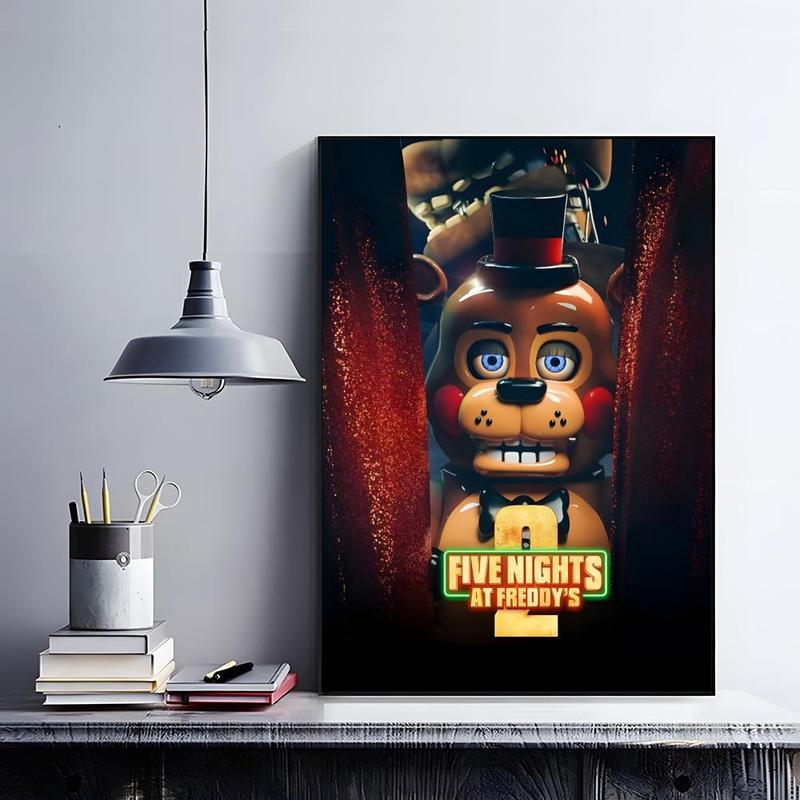 Iconic Horror Survival Game Franchise F-Five Nights at Freddy's Poster HD self-adhesive fade-proof waterproof wrinkle-resistant poster stickers Wall Art suitable for living room bedroom dormitory cafe bar background decoration wallpaper and gifts