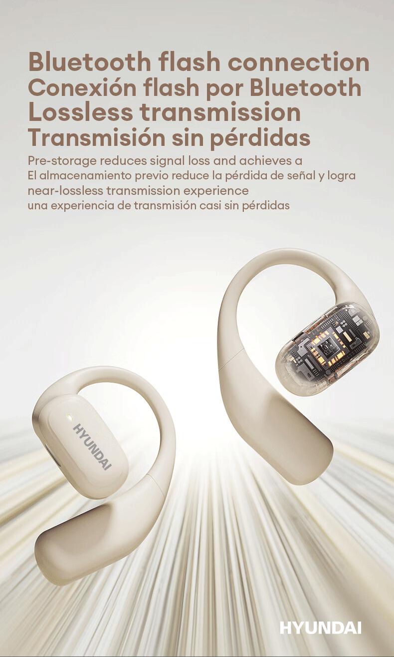 HYUNDAI Q2 OWS Health Detection Bluetooth Earbuds Surround Natural Sound Effect & Noise Reduction Headset with Mic, Breathable Open-ear Ergonomic Design Headphones