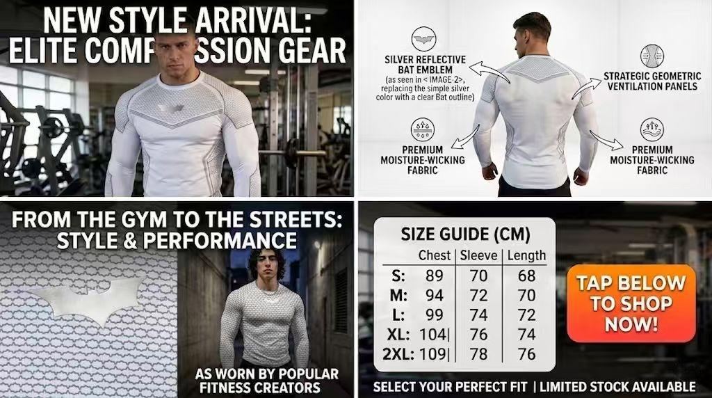 Men's Batman Sports Long Sleeve High Stretch Quick-Dry Fitness Tight Fit Running Ironing Essential, Sporty Style, All over Print, High Performance Activewear, Gym Athletic Clothes, Athletic Tops