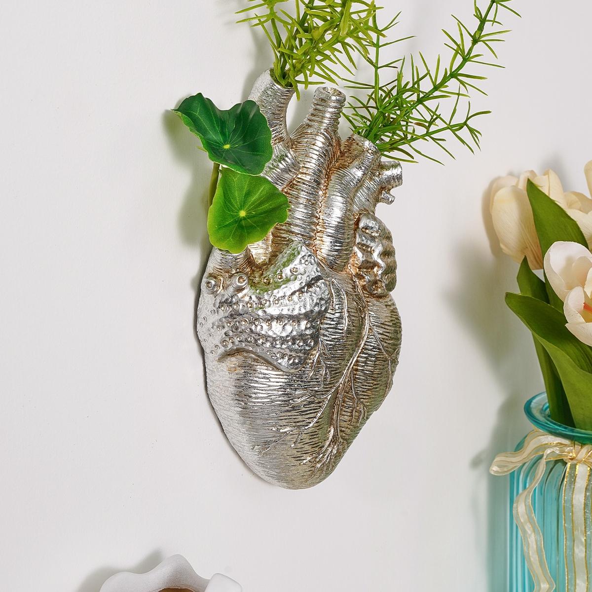 European Resin Heart-Shaped Hydroponic Hanging Decorative Vase, Modern Wall Decoration, Multi-Color Options, Home & Garden Decor