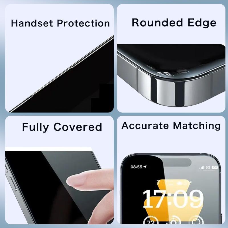 [2PCS] FUNCAT GLOBAL FULL Privacy Screen Protector [4 Sides Privacy]. Screen film for iPhone 16/15/14/13/12 [LEFT, RIGHT, UP, DOWN], Strong Protection, Anti-Spy, Electroplated Layer, Full screen covering (Headset Cover), Fingerprint-Proof.