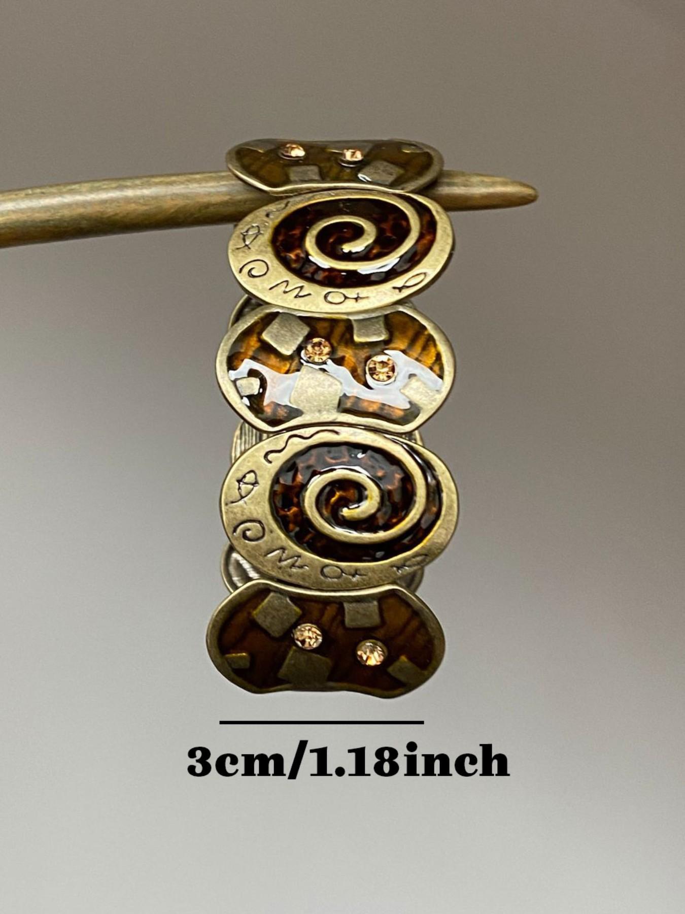 Vintage Metal Enamel Button Bracelet, Baroque Style, Bohemian Design, Perfect Gift, Daily Accessory, Party, Festival