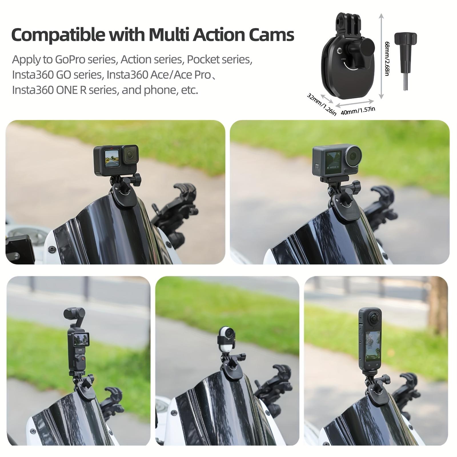 Travel gadgets, for GoPro/DJI/Insta360/Akaso Brave/Campark Cameras Motorcycle mount, for GoPro 13-3, DJI Osmo Action 5 Pro/4/3/Pocket 3/Nano, Insta360 X5/X4/X3/Ace Pro/Go 3/Go Ultra, for Travel Vlogs