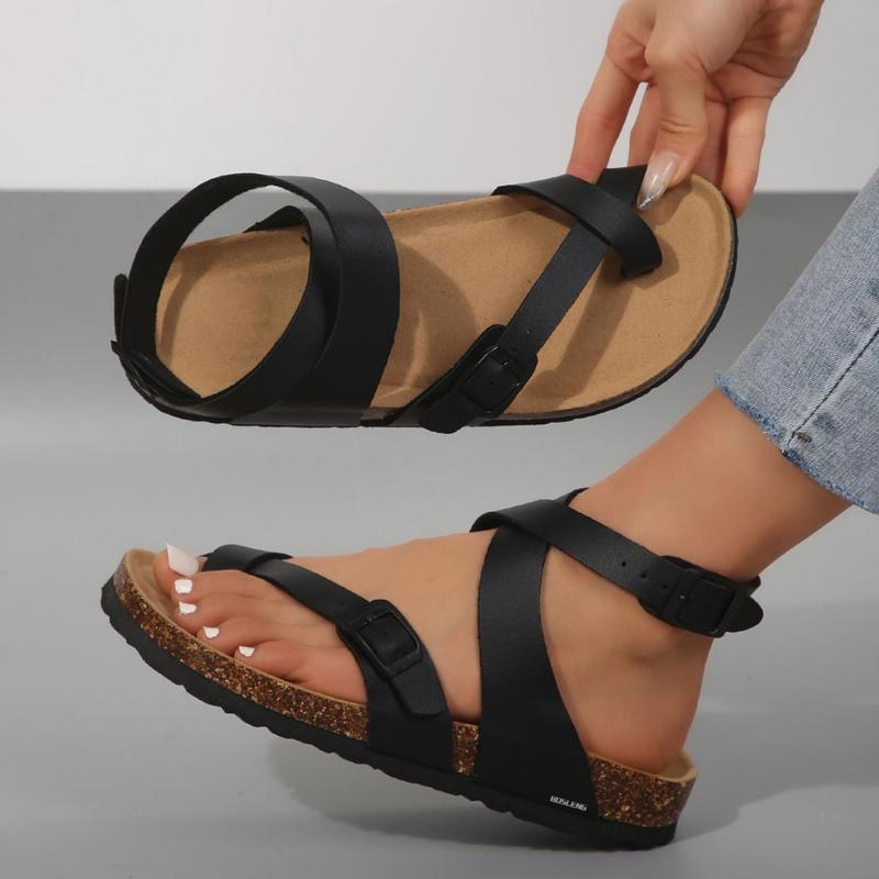 Women's Sandals Summer Cross Strappy Sandals Comfort Flat Casual Beach Ring Toe Casual Sandals