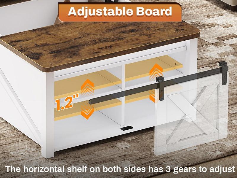 Sikaic 31.5 Inches Lift Top Coffee Table With Large Hidden Storage Compartment And Adjustable Shelves Rectangular Tabletop Acacia Wood Tabletop