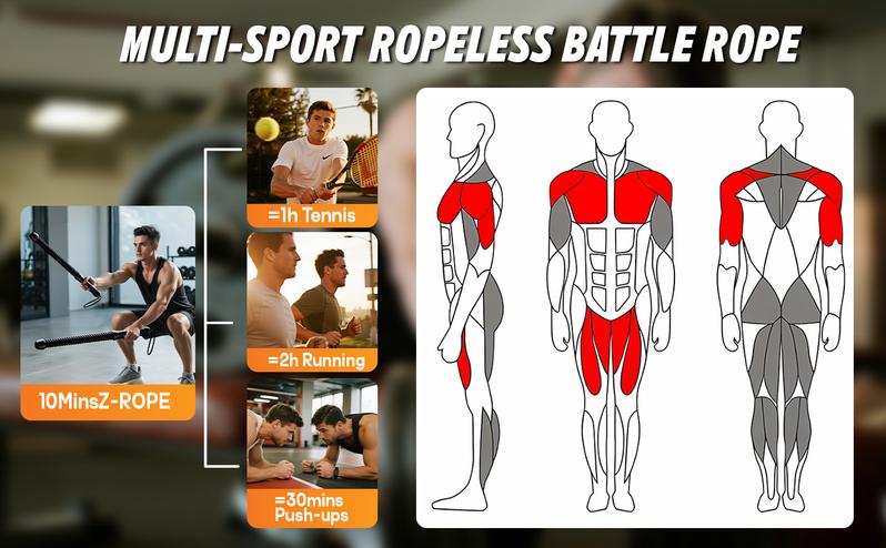 Soulyis Cordless Battle Ropes for Home Gym - Cordless Training Rope Fitness Equipment for Men & Women, Weighted Workout Ropes for HIIT, No-Jump Full-Body Exercise,  Ideal for Fitness Enthusiasts Workout Equipment Training Equipment & Festival Gift