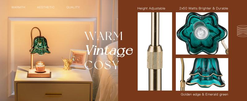 Flower Candle Warmer Lamp with Timer : With 2 Bulbs, Table Lamp Height Adjustable, Home Bedroom Decor, House Warming Gift, Birthday Gift, Gift for Women, Mother's Day Gifts Decoration Items Ornaments, Valentine's Day gift