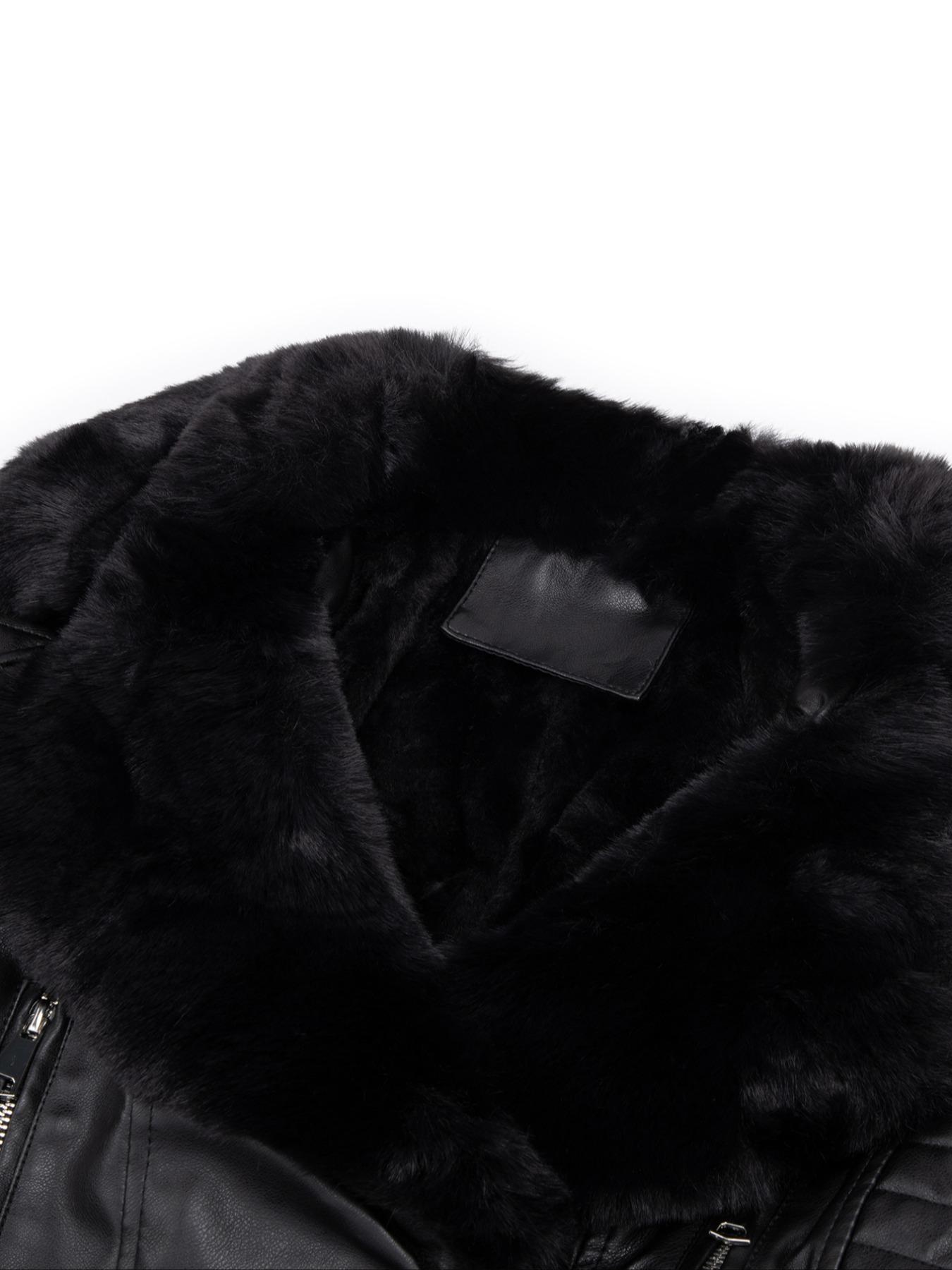 Women's Fall Winter PU Jacket, Vintage Style Fitted Long Sleeve Coat, Warm Daily Wear with Adjustable Waist Belt, Casual Plain Design