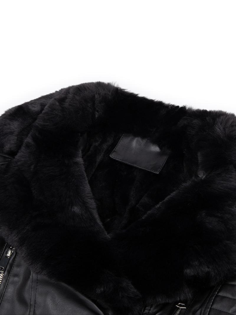 Women's Fall Winter PU Jacket, Vintage Style Fitted Long Sleeve Coat, Warm Daily Wear with Adjustable Waist Belt, Casual Plain Design