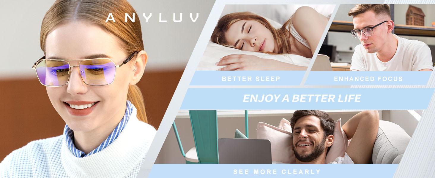 Reading Glasses Men/Women, Anti Eyestrain Blue Light Reader for Women, Metal Cheaters Reading Computer Glasses (AN4528-L)