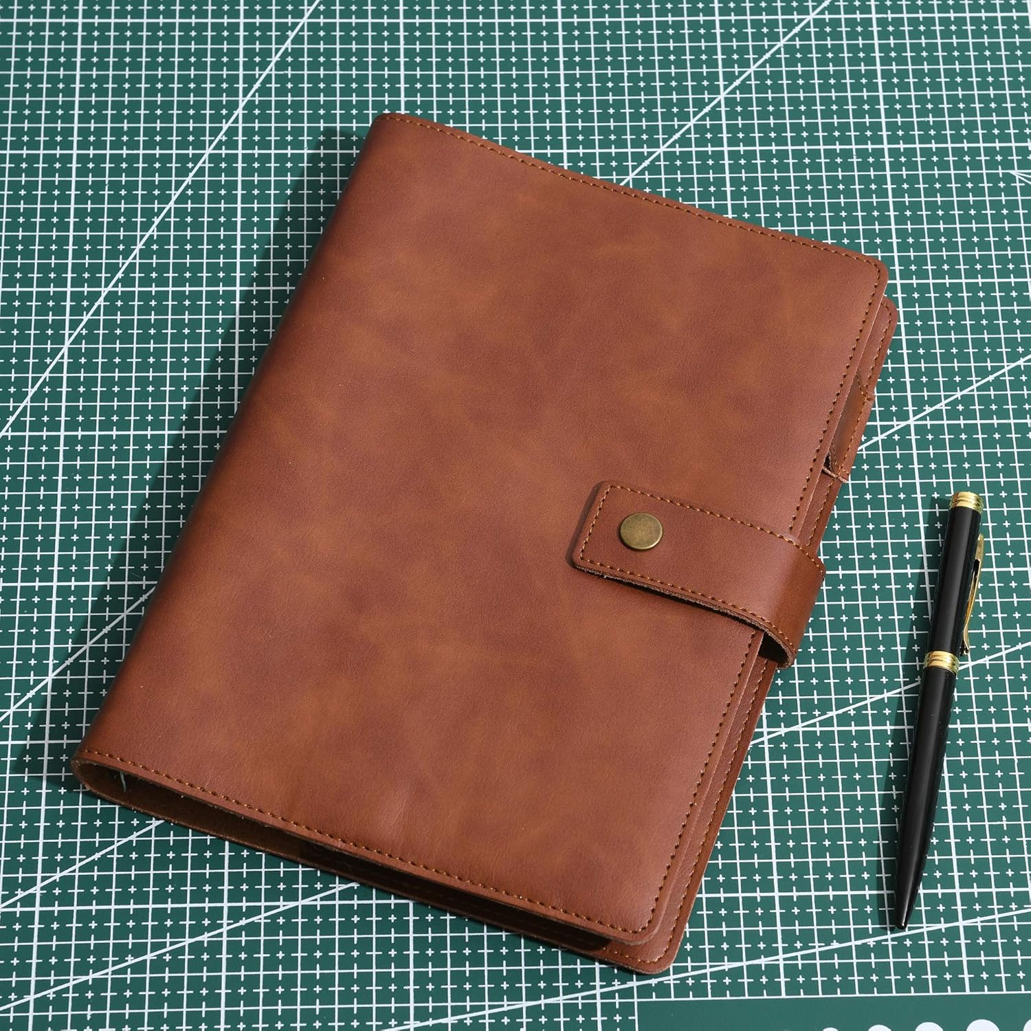 Leather Journal Refillable Notebook Spiral Diary Binder Portfolio - A5 Dot Grid Paper & Inner Pockets for Travel Work and Personal Organizer (Coffee, A5)