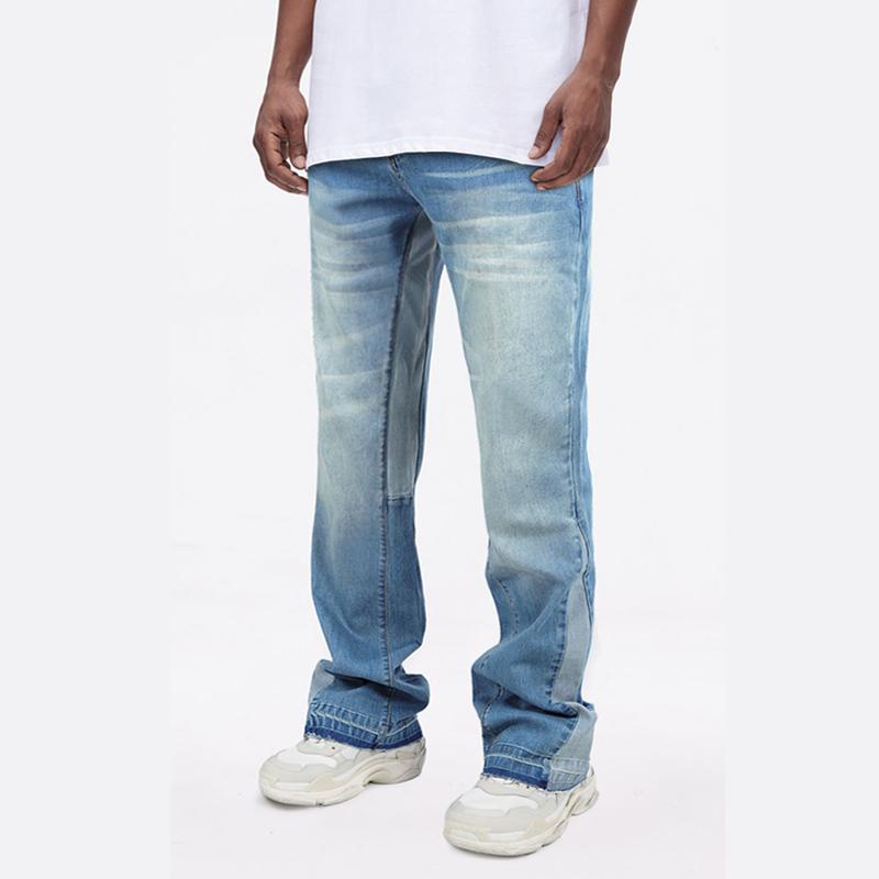 GINGTTO Men's Stacked Flared Jeans Relaxed Bootcut Patchwork Streetwear Straight Leg Stretch Denim Pants GINGTTO Men's Stacked Flared Jeans Relaxed Bootcut Patchwork Streetwear Straight Leg Stretch Denim Pants