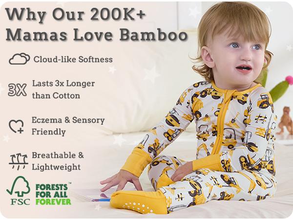 babee Reshinee Bamboo Viscose Baby Convertible Footie Pajama,Zipper Pajamas for Baby Kids Boys Girls,Sleep & Play Footed Pjs baby,Valentine's Day gift