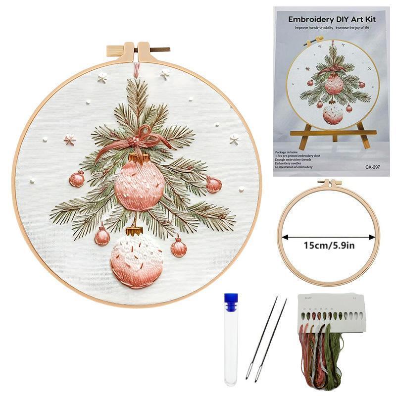Christmas Holiday Craft Embroidery Kit for Adults - Stainless Steel Needle DIY Cross Stitch Set on Fabric, English Guide Included, Handmade Needlework Decor (Sports & Outdoor Fan Shop Gaming Craft)