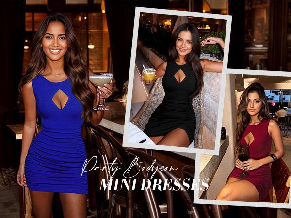 FAIRY SEASON Women's Night Out Bodycon Mini Dress - Minimalist Sizes run small Petite Sexy Cutout & Ruched Design Sleeveless Party Dress for Summer 2025 | Feel Confident & Comfortable!