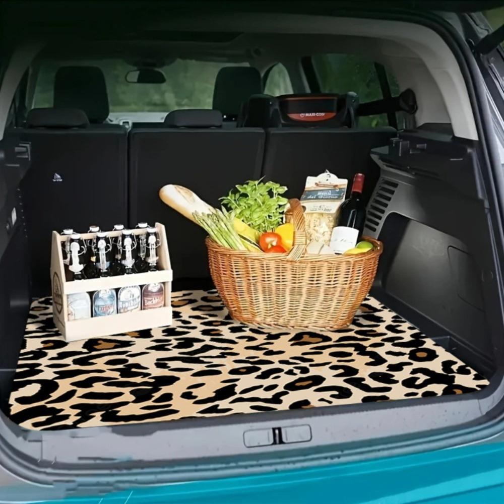 1 piece leopard print pattern car trunk pad, anti-fouling, wear-resistant and easy to clean, multi-functional non-slip trunk pad, suitable for a variety of models, enhance fashion sense