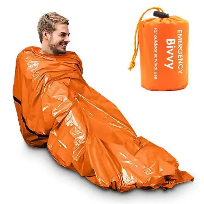 Outdoor emergency sleeping bag portable survival raincoat hiking camping thermal insulation raincoat