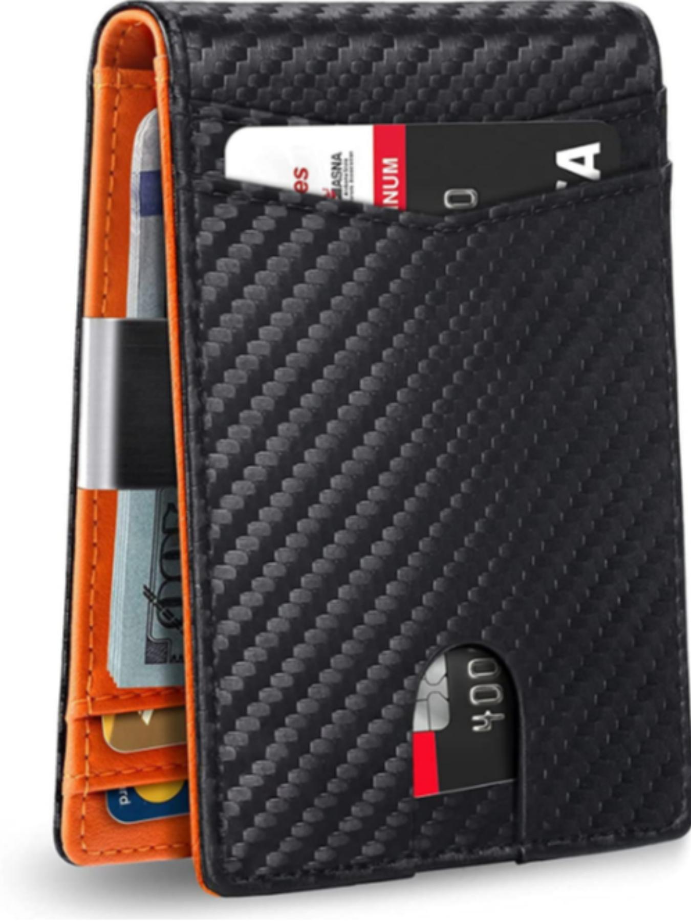 Men's Multifunctional Ultra-Thin Microfiber Rfid Shield Wallet, Dual-Fold Wallet ID Credit Card Holder, Simple Front Pocket Design, Large Capacity, Rfid Blocking Bifold