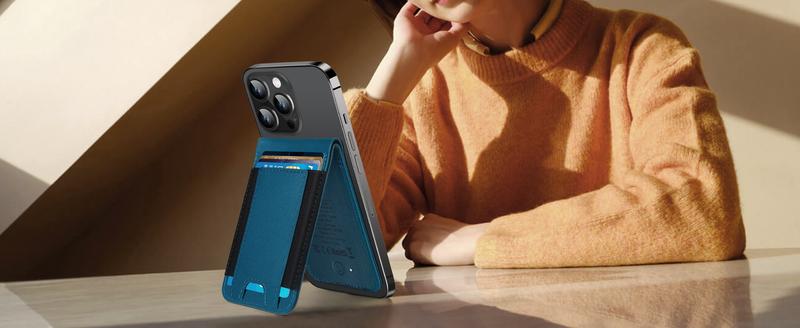 for 3-in-1 Magsafe Wallet, Works with Find My, Upgrade with Phone Wallet and Adjustable Stand, 3 Card Slots, Magnetic Wallet for Phone 16 15/14/13/12 promax plus Series, Fit 8 Cards, RFID Blocking, Blue