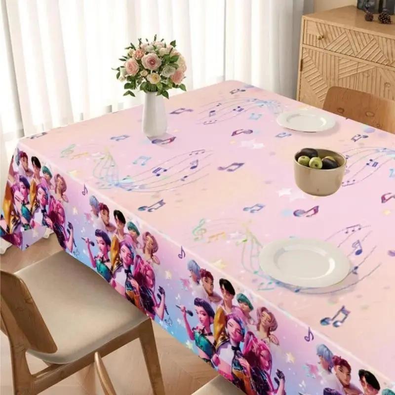 Hunter Girl Party Tablecloth, K-Pop Fan Waterproof Disposable Table Cover, Party Decorations, Birthday & Event Supplies, Perfect Gift
