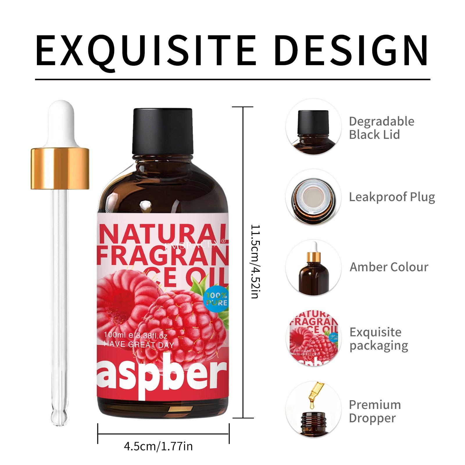 100ML Raspberry Scented Essential Oils, Alcohol-Free Long-Lasting Fragrance Scent Diffuser, Car Air Freshener, Body Massage, Home Decor, Holiday Gift
