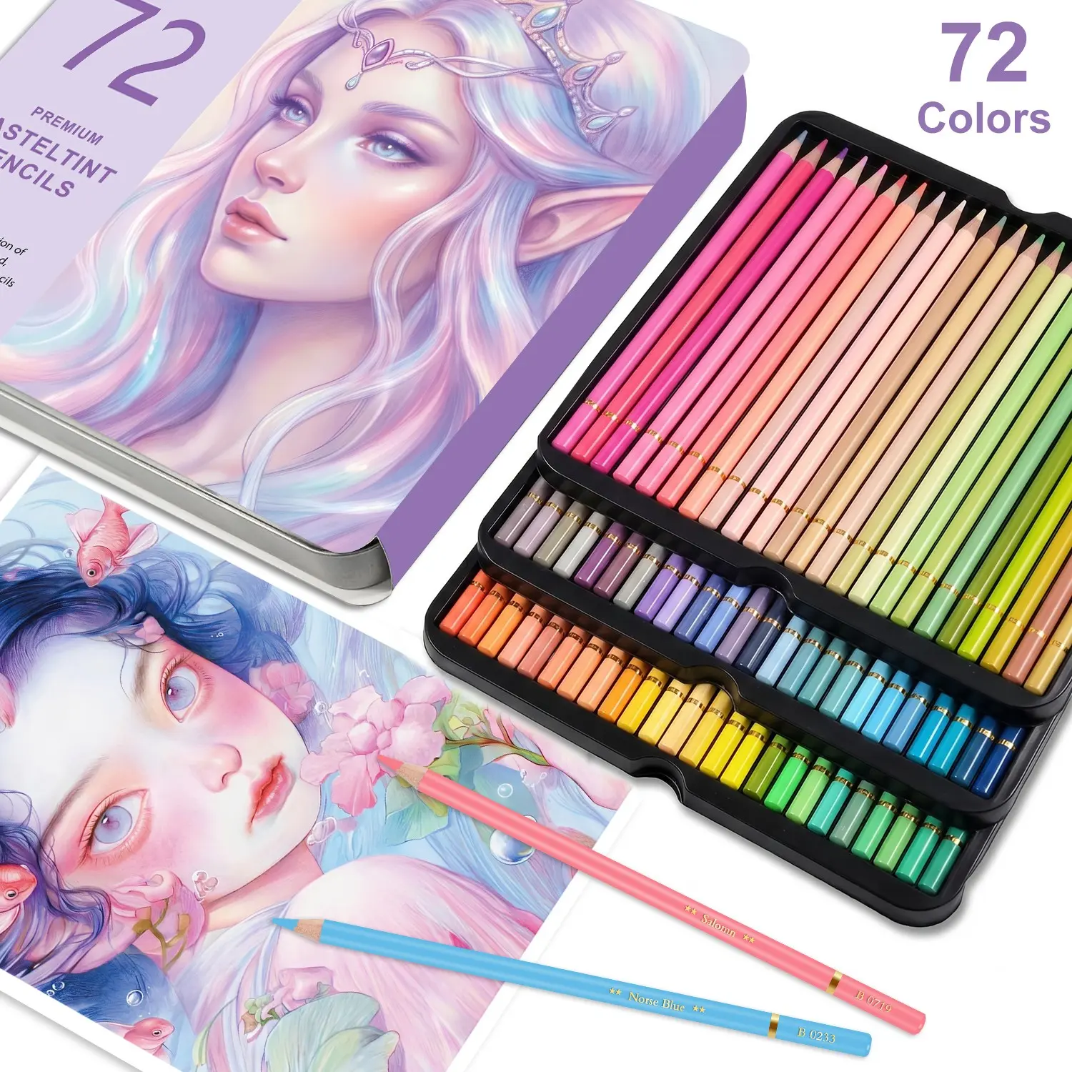 Art Supplies Premium Pasteltint Colored Pencils Set | 72 Count Macaron Pastel Colored Pencils,Wax-Based Soft Core Coloring Pencils for Adult Artists' Relaxation | Presented in Tin Case