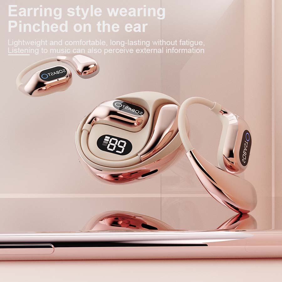 SOBAST Earhook Design Wireless Headset - Noise cancelling headset for mobile phones, long battery life, high fidelity sound quality headset Headphones Black Beige model Audio Electronic