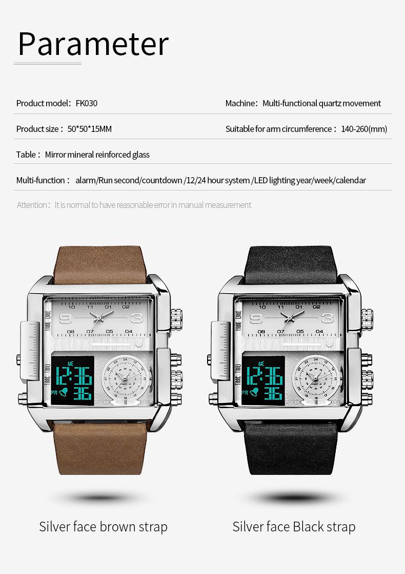 FEICE Large Dial Square Men's Watch Multifunction Chronograph Luminous Waterproof High-Quality Versatile Fashion Silver Luxury Timepiece Time Style FEICE Large Dial Square Men's Watch Multifunction Chronograph Luminous Waterproof High-Quality Versatile Fashion Silver Luxury Timepiece Time Style