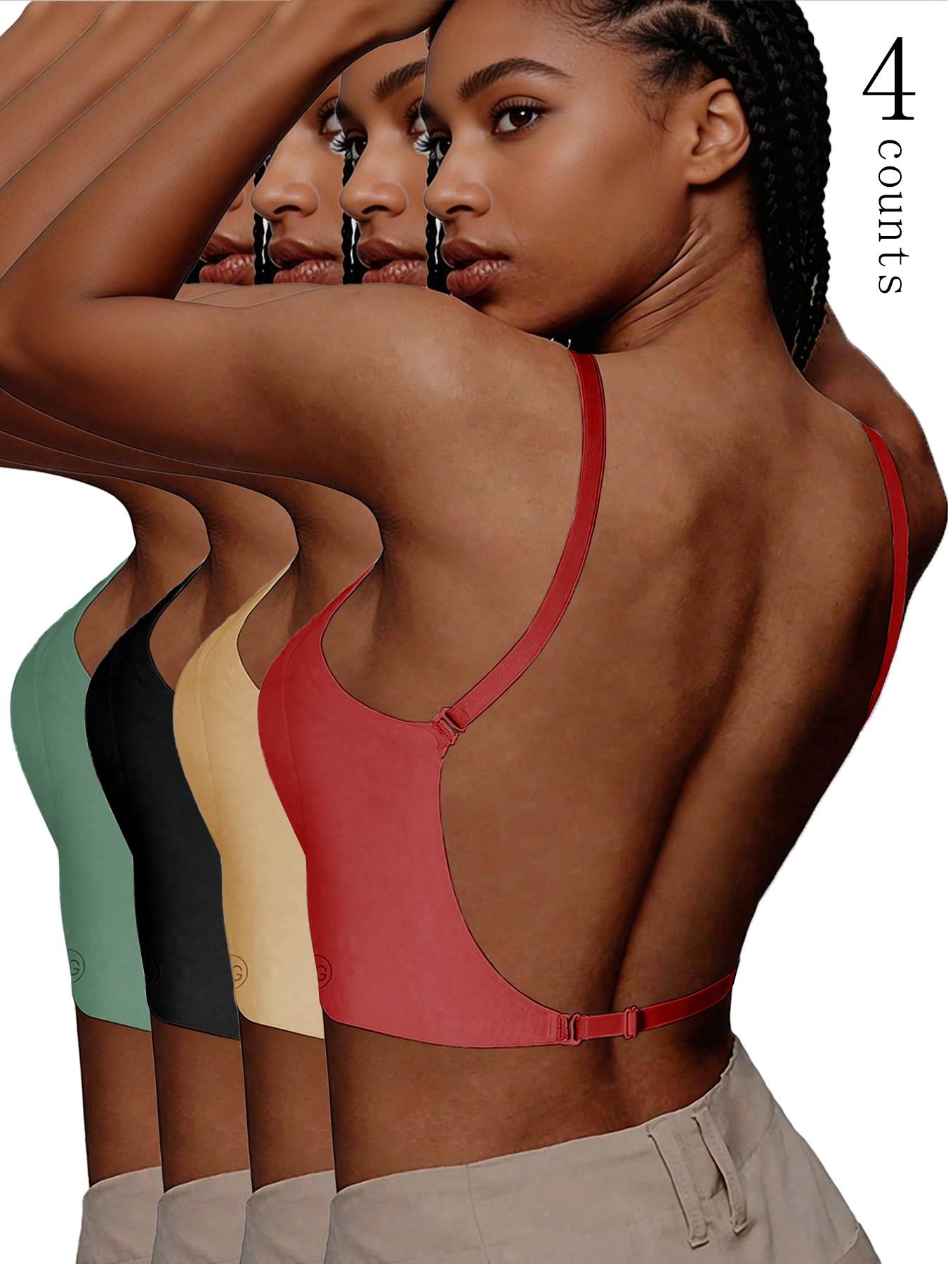 Women's Seamless Backless Bra, Multi-Strap Convertible Strap Wireless Push-Up Basic Underwear Bra, Suitable for Wedding Dresses and Party Gowns