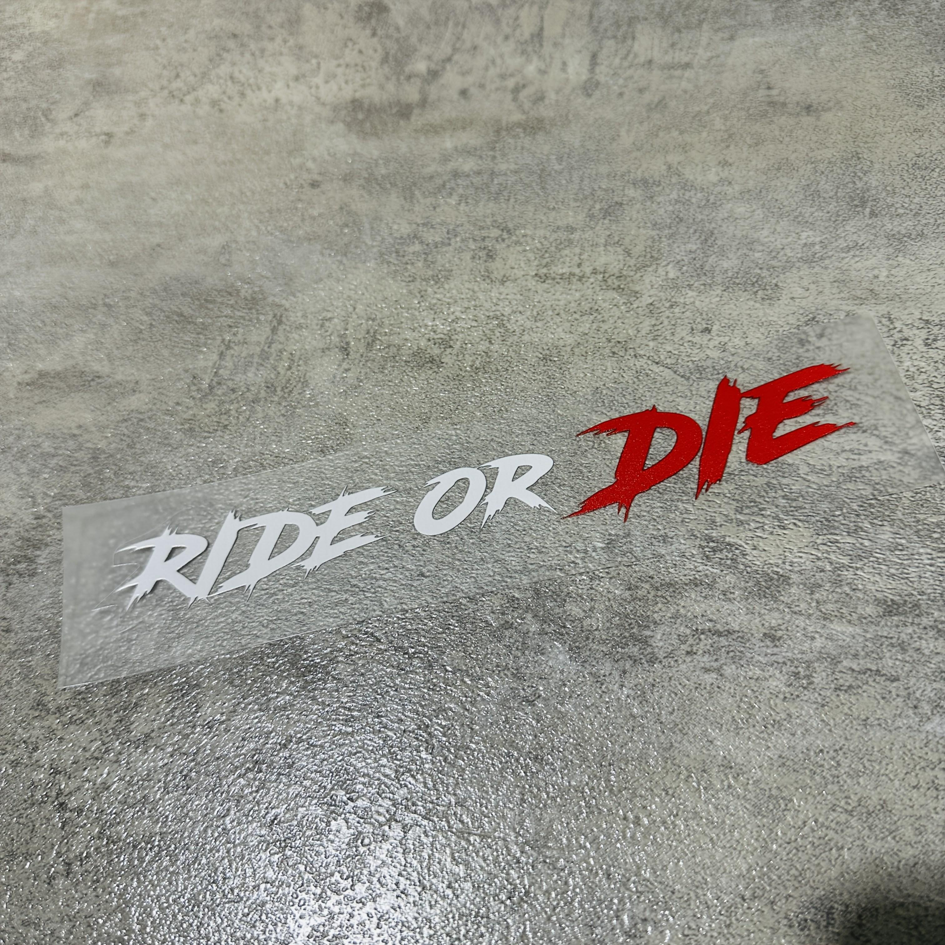 SC MOTO GN Ride or Die Lettering Sticker - Waterproof Vinyl Stickers Suitable for Motorcycle Helmets, Canned Tops, Motorcycles, and Road Vehicles - Scratch Resistant Decoration, Outdoor Use, Bright Colors, Motorcycle Accessories, Motorcycle Stickers