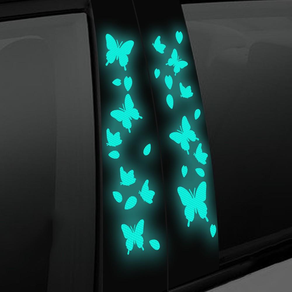 Butterfly Reflective Decal Cherry Blossoms Sticker for Car B-Pillar Decals, Night Reflective B-Pillar DIY Sticker, Self-Adhesive Vinyl Decal