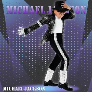 Kids Boys Michael Jackson Inspired Costume Set with Full Accessories for Dance Performance and Halloween Party
