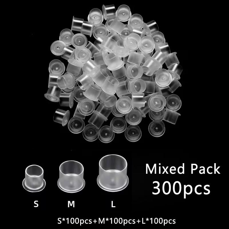 300pcs Tattoo Ink Cups S/M/L Disposable Tattoo Cups, Clear Holder Container Tattoo Cups，Tattoo Studio Additions, Tattoo Equipment for Ink Products, Made of ABS