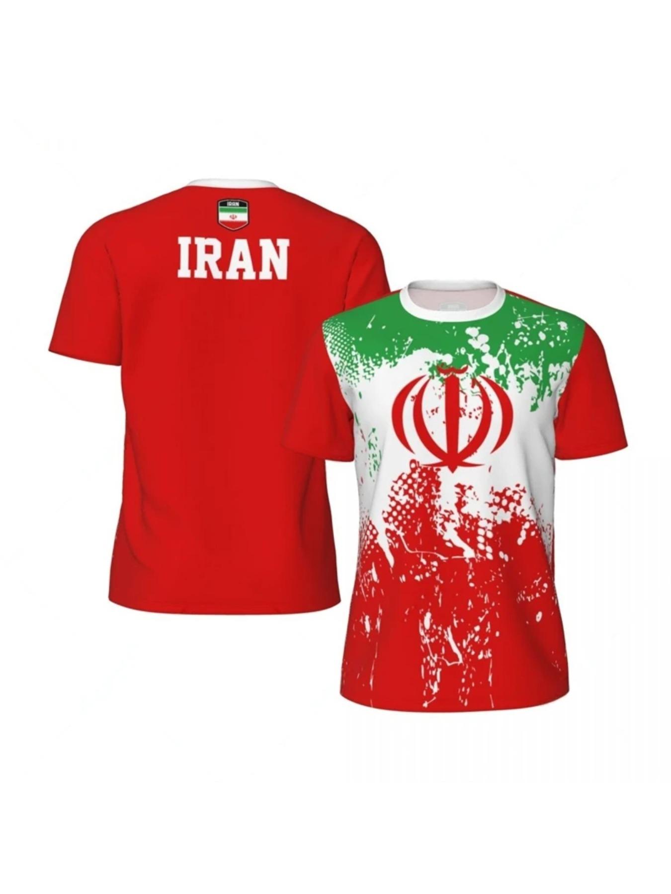 Fashion Iran Flag Football T Shirt Casual Summer Short Sleeve Mens 3D Printed Sports T-shirt Loose Street Quick Dry Tees Tops