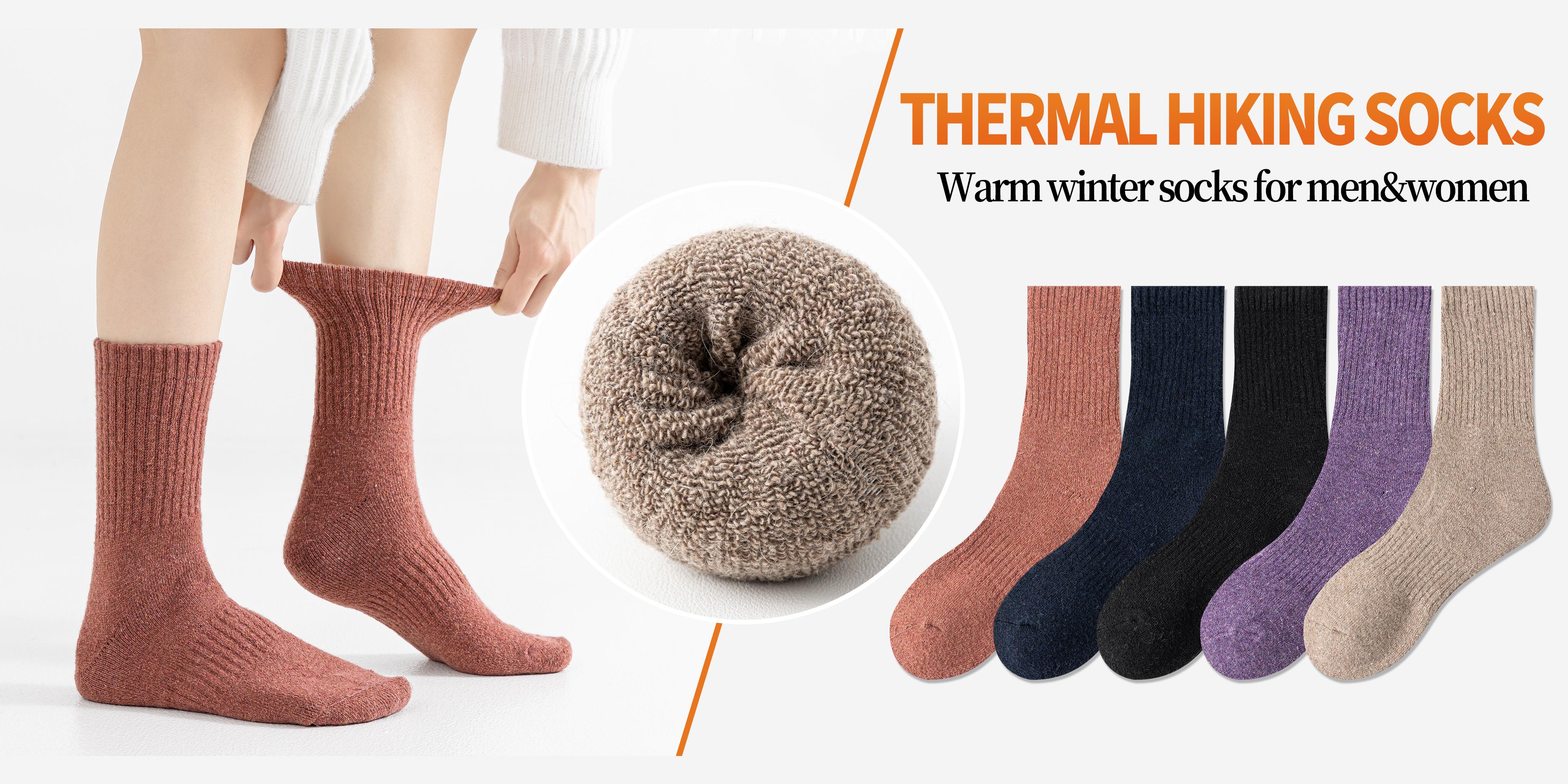 5 Pairs Womens Merino Wool Thermal Socks Winter Thick Warm Hiking Cozy Crew Comfy Boot Socks Womenswear Makapal
