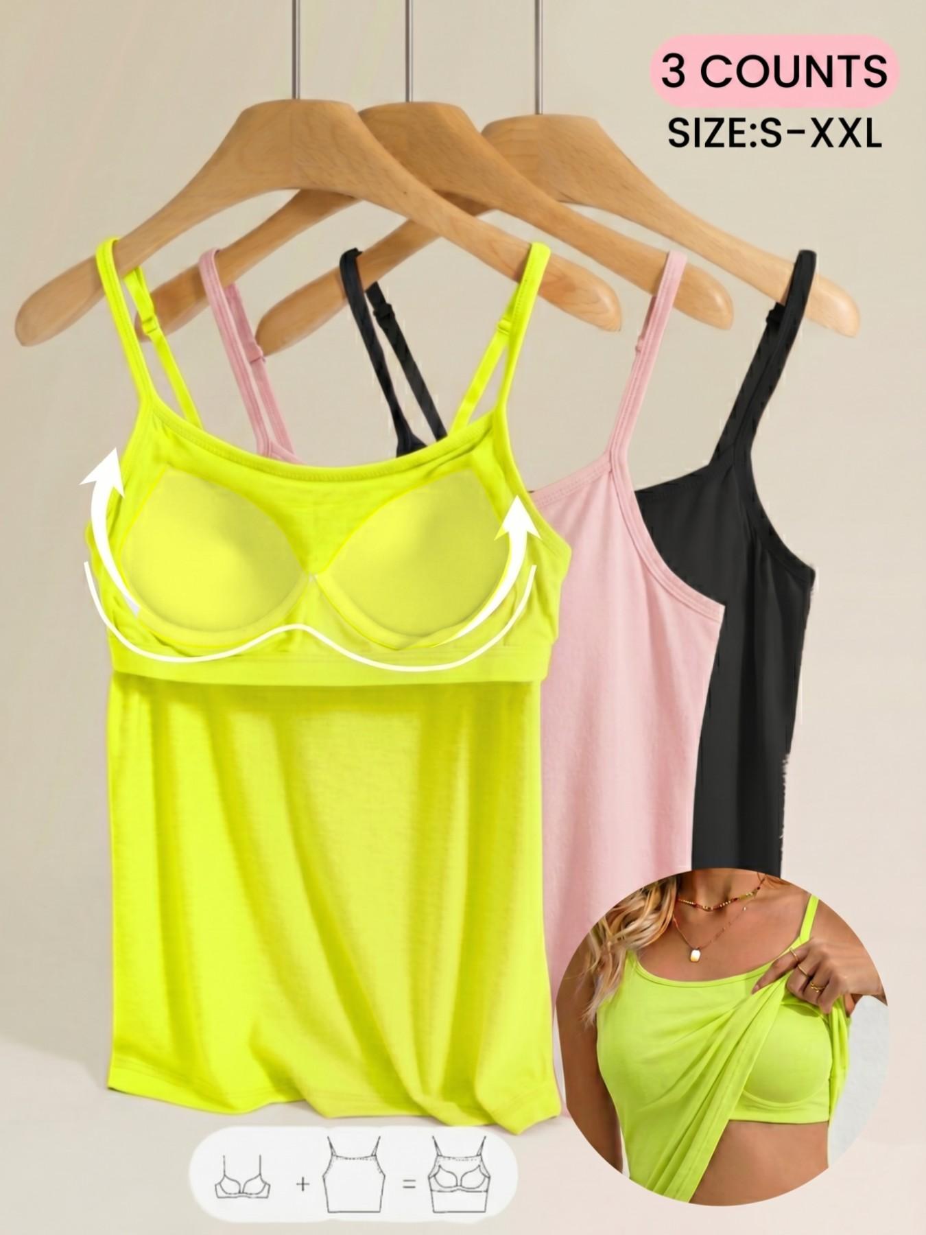 Women's Summer Thin Farbic 2-In-1 Bra Cup Tank Top, Adjustable Straps, Fresh&Comfortable Plain Inner Layer, Sleeveless Fitted Soft Vest,Home&Sleep Cami Top Women's Summer Thin Farbic 2-In-1 Bra Cup Tank Top, Adjustable Straps, Fresh&Comfortable Plain Inner Layer, Sleeveless Fitted Soft Vest,Home&Sleep Cami Top