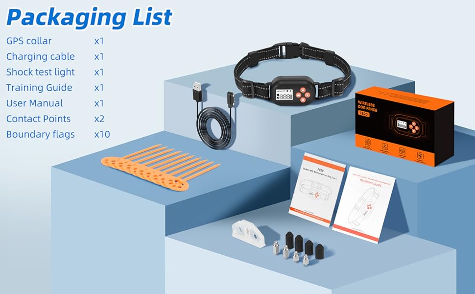 【BFCM】GPS Wireless Dog Fence, Pet Electric Containment System, IPX6 Waterproof/Rechargeable Collar, Beep/Vibration/Shock Correction Mode, for Dogs Over 20 Lbs