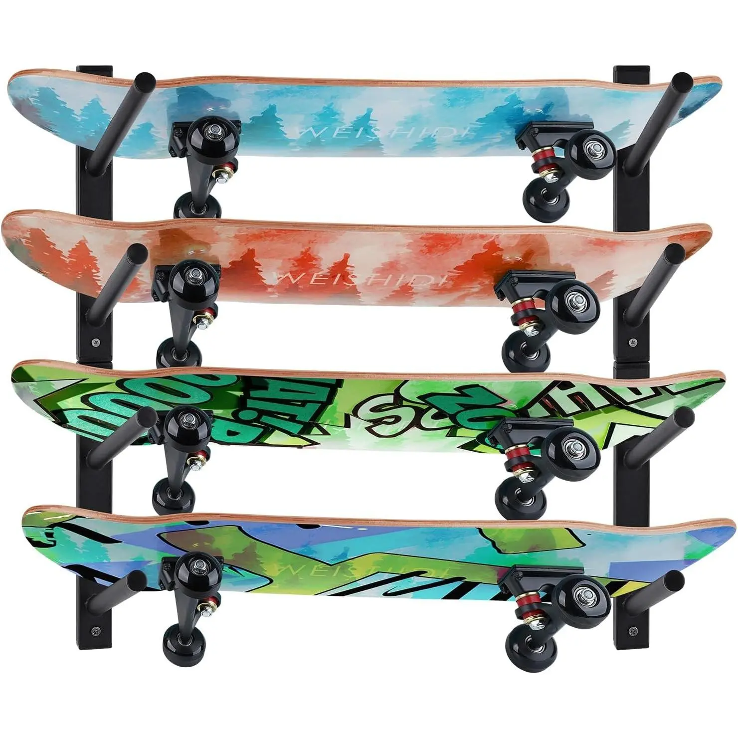 Skateboard Wall Mount Horizontal Snowboard Wall Mount, Skateboard Storage Hanger for Garage Bedroom Home Display & Organization
