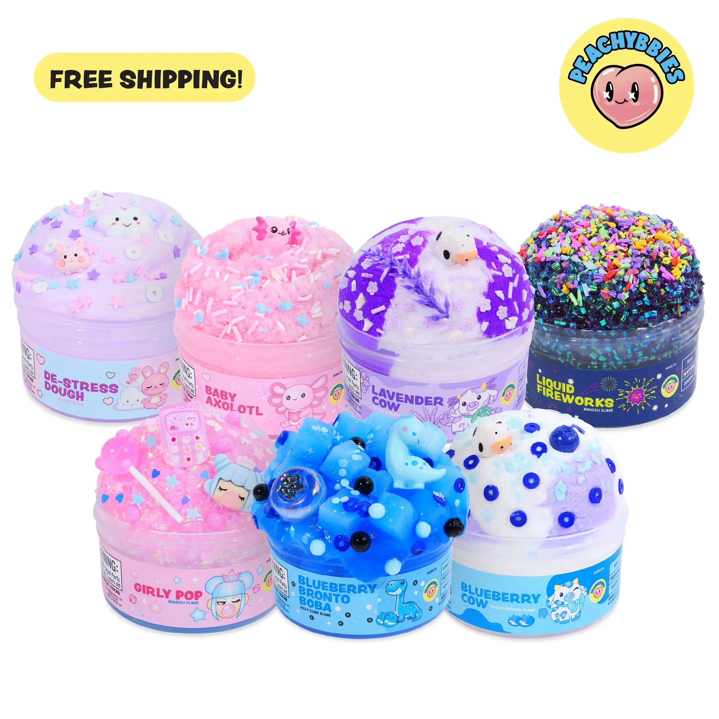 PEACHYBBIES: Choose Your Slime - Premium Scented, 4oz., ASMR, Stress Relief, Fidget Toy, Best-Selling Cloud, Cloud Dough, Bingsu, Butter Slimes