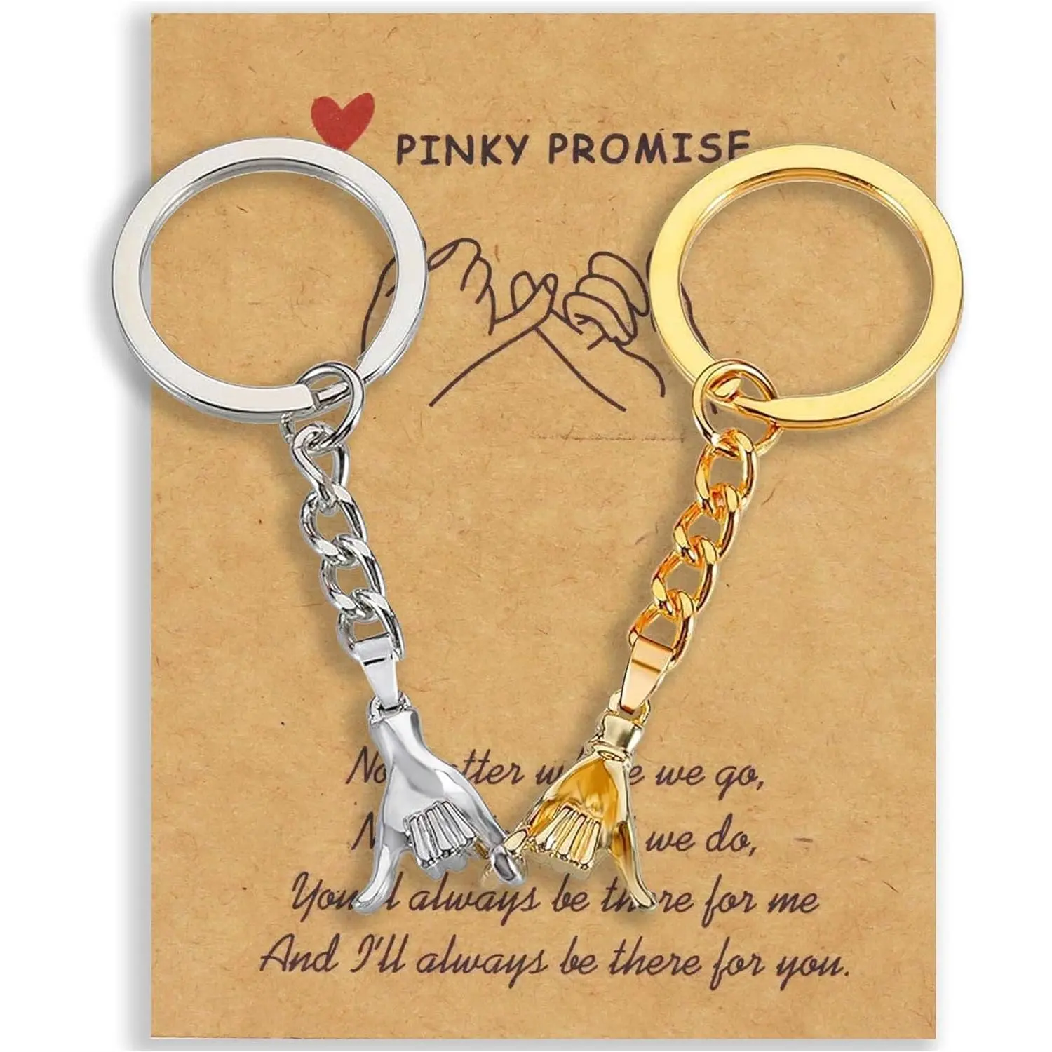 Pinkie Promise Matching Keychains for Couples, 2 Piece Resin Charm Set - Unisex Gift for Long Distance Relationships, Two Piece Set, Couples Keychain