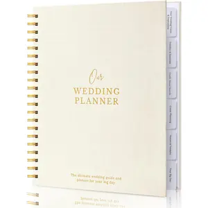 Premium Linen Wedding Planner Book and Organizer, Comprehensive Wedding Planning Keepsake & Countdown Binder, Perfect Engagement Gift for Women, 11" x 9" (Cream)