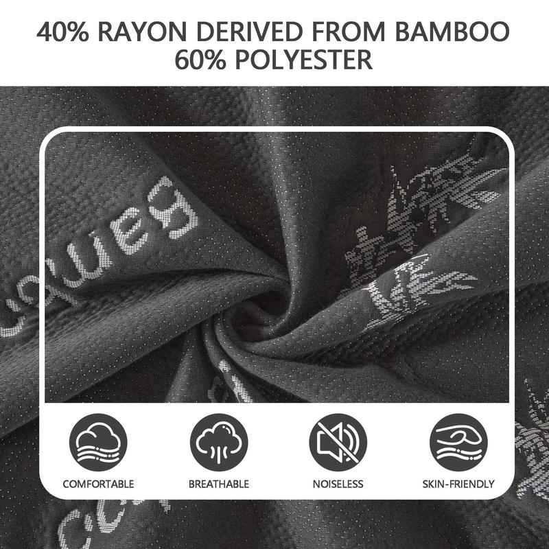 【BEDLORE】Bamboo Leaf Pattern Waterproof Fitted Sheet, Soft & Breathable Non-Slip Bed Sheet with Deep Pockets, Ideal for Bedroom & Home Use