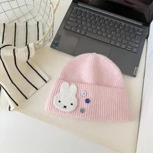 Kawaii Miffy Rabbit Hat Cute Miffy Rabbit Macaron Color Woolen Hat Warm and Beautiful Knitted Hat for Women in Autumn and Winter