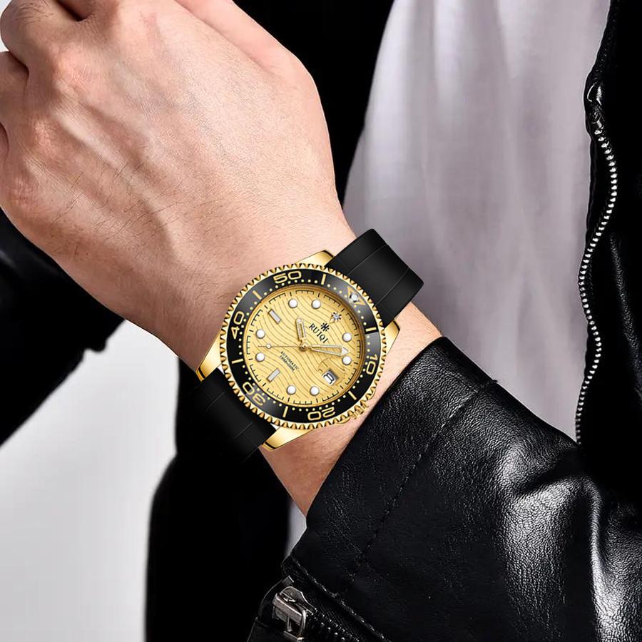 RUIQI Rotatable Dial Luminous Pointer Scale Mechanical Watch Men's Sports and Casual Watches