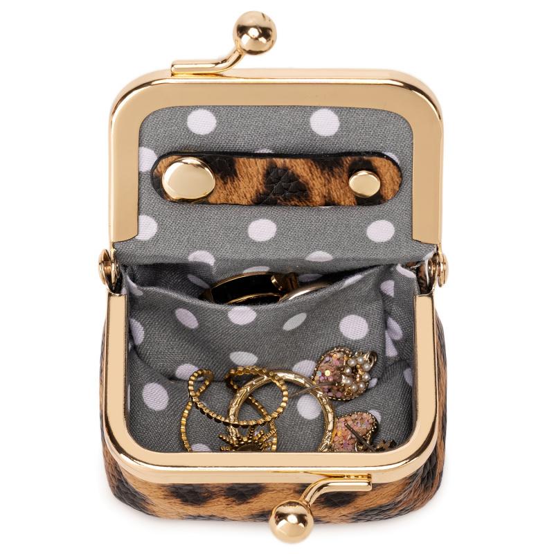 Portable retro-style coin purse with clasp, mini travel ring box, travel jewelry box, women's cosmetic storage box, suitable for storing earrings, rings, necklaces, and bracelets